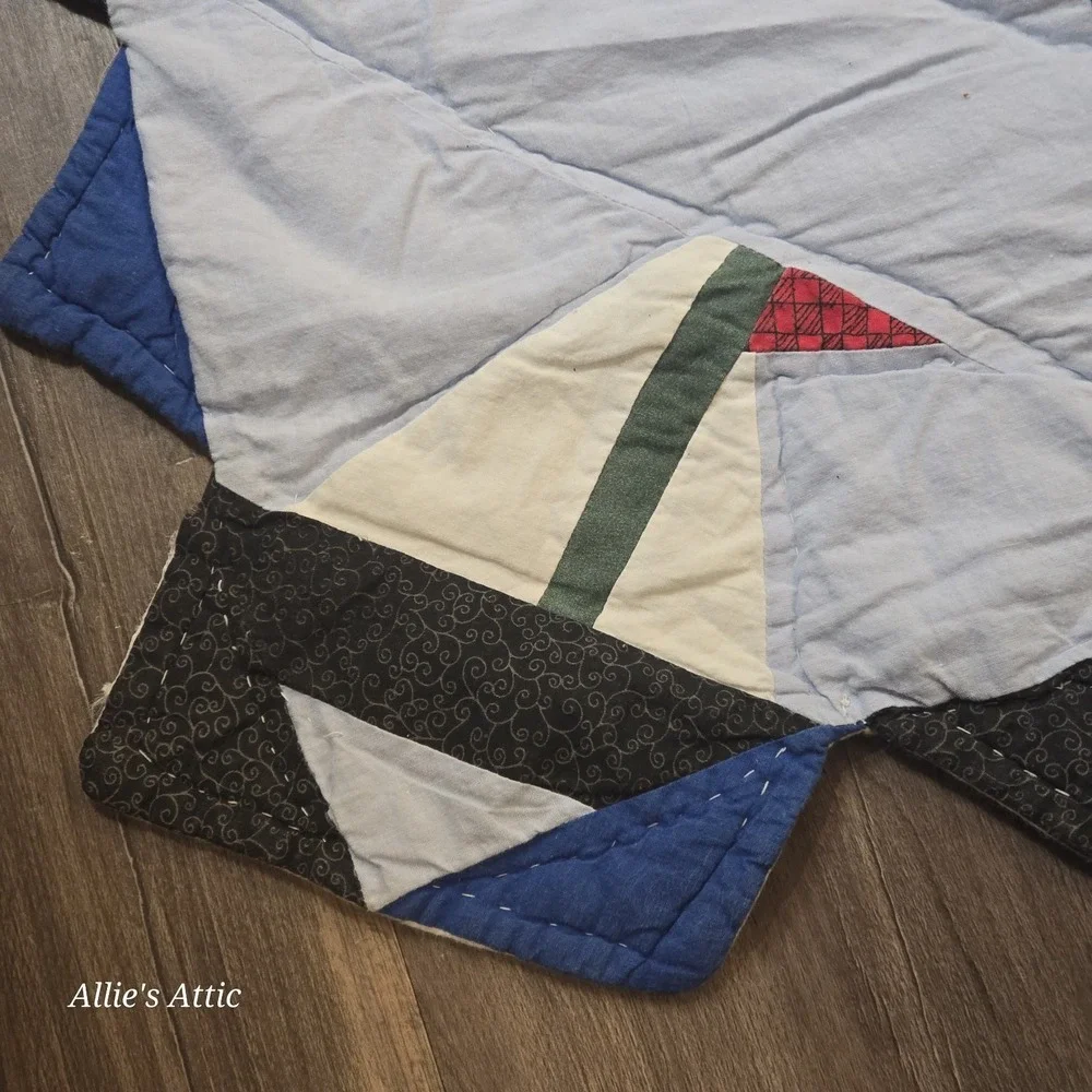 Nautical Blanket Quilt Lighthouse Beach Boat Blue Red Black Queen Size Duvet